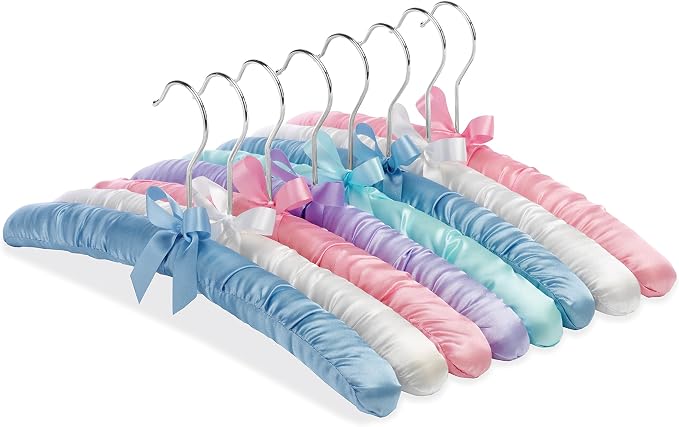 Whitmor Satin Pastel-Set of 8 Padded Hanger, 8 Count, 1.50 x 15.63 x 7.0 inches