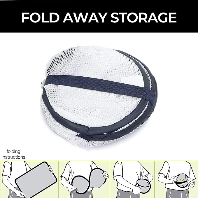 Smart Design Deluxe Mesh Pop Up 2 Compartment Laundry Sorter Hamper Basket - VentilAir Fabric Collapsible Design - for Clothes & Laundry - Home Organization (Holds 2 Loads) (23 x 15 Inch) [White]