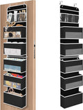 SpaceHacks 6-Tier Over The Door Organizer Hanging Storage Organizers with Clear Window 40lb Large Capacity Room Organizer for Pantry Bathroom Nursery Closet(Black)