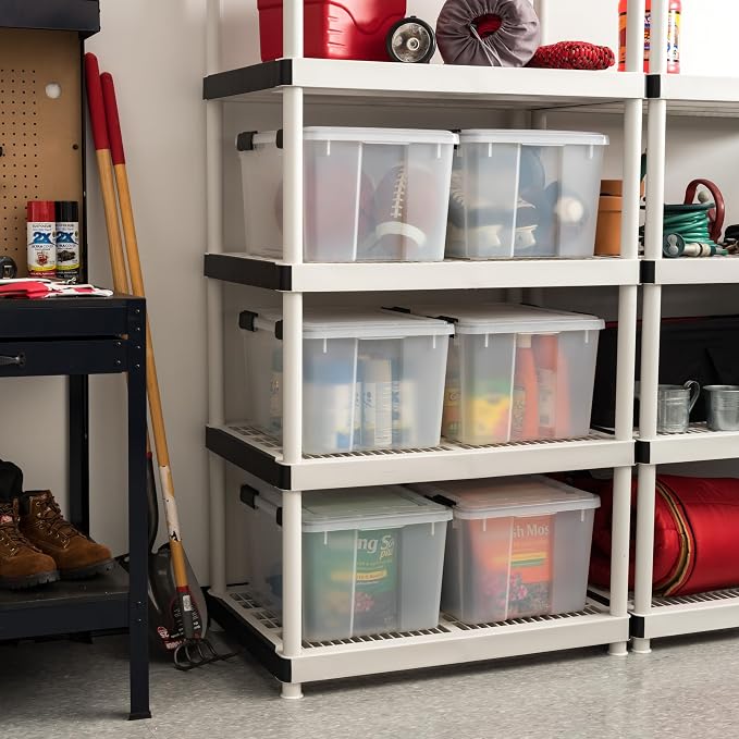 IRIS USA WeatherPro Storage Bins with Lids, 47 Qt, Gasket Seal, 2 Pack | Airtight gasket helps protect clothing, shoes, crafts, keepsakes, and household supplies from moisture and dust.
