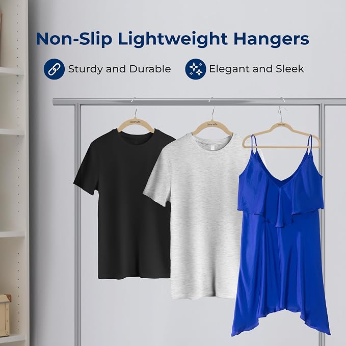 SereneLife Velvet Hangers – 10 Pack, Slim & Space Saving for Closets | Soft velvet grip prevents slipping on silk, satin & knitwear – 360° swivel hook fits all standard closet rods