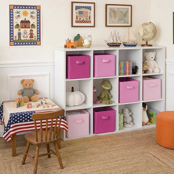 Cupic Cupid 11 Inch Storage Cube, Fabric Cube Storage Bin with Handles, Storage Cube Organizer for Clothes and Toys, Collapsible Cube Bins for Closet, Shelves, Nursery, 6-Pack, Pink Gradient