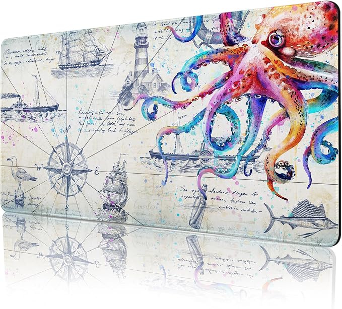 Lokigo Gray Desk Mat for Desktop Cool Gaming Mouse Pad, Computer Mat for Keyboard and Mouse, Office Desk Mat, Waterproof Non-Slip Gaming Mouse Pad for Men Boys, 31.5"x11.8"