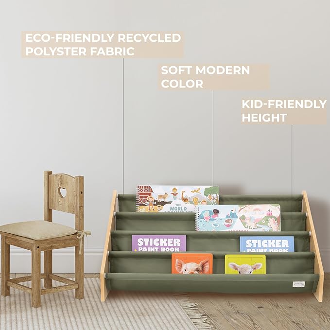 ZICOTO Decorative Wooden Bookshelf for Kids Rooms - Keeps Plenty of Books Neatly Organized & Within Reach for Toddlers - Easy Install Montessori Book Shelf for Baby's Bedroom or Playroom Decor