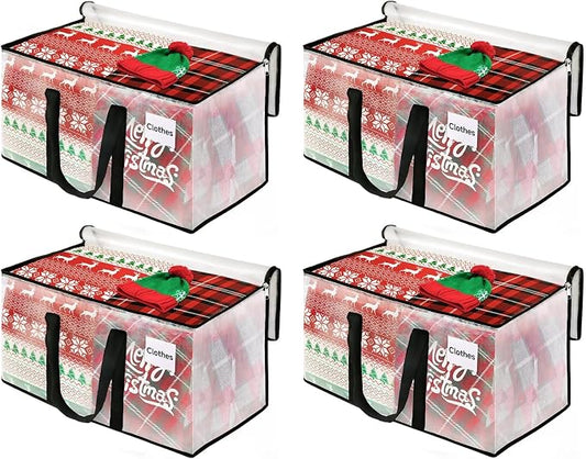 BlissTotes Moving Bags, 125L 4-Pack Storage Bags, Moving Box Heavy Duty Extra Large, Moving Totes with Zipper, Large Packing Bag with Reinforced Handles, Boxes for Packaging Moving