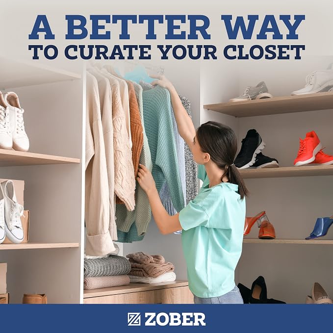 ZOBER Turquoise Velvet Hangers 50 Pack - Clothes Hangers, Coat Hanger for Pants & Dress Clothes - Non Slip w/ 360 Degree Swivel, Holds up to 10 lbs - Strong Felt Hanger for Clothing