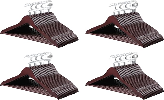 Amazon Basics Durable Wooden Suit Clothes Hangers - Cherry (Pack of 80)