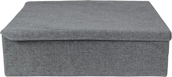 Bigso Soft Underbed Storage Box - Durable Under Bed Storage Containers for Seasonal and Oversized Items - Under Bed Bins with Lids for Dust-Free Organization - 18.1in x 21.7in x 6.3in - Grey
