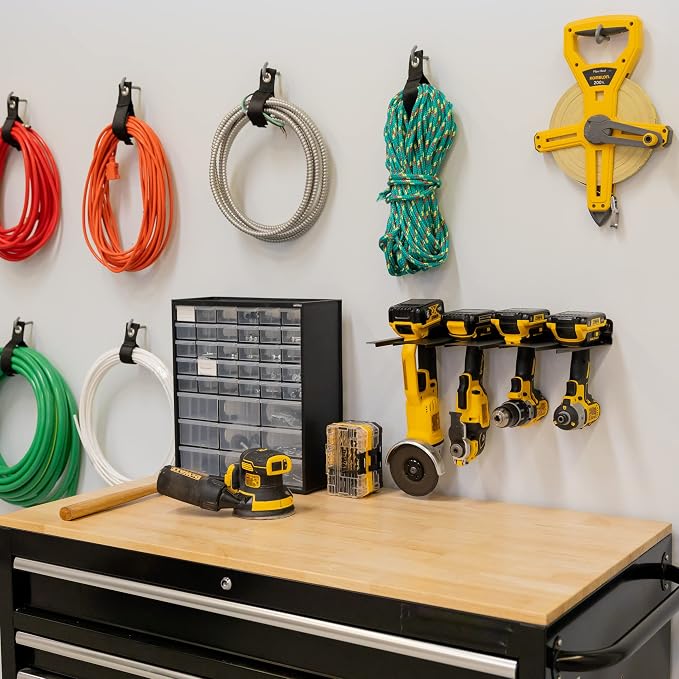 StoreYourBoard Electric Drill Storage Rack, Holds 4 Drills, Hanging Wall Mounted Organizer for Garage, Home, Workshop, Shed