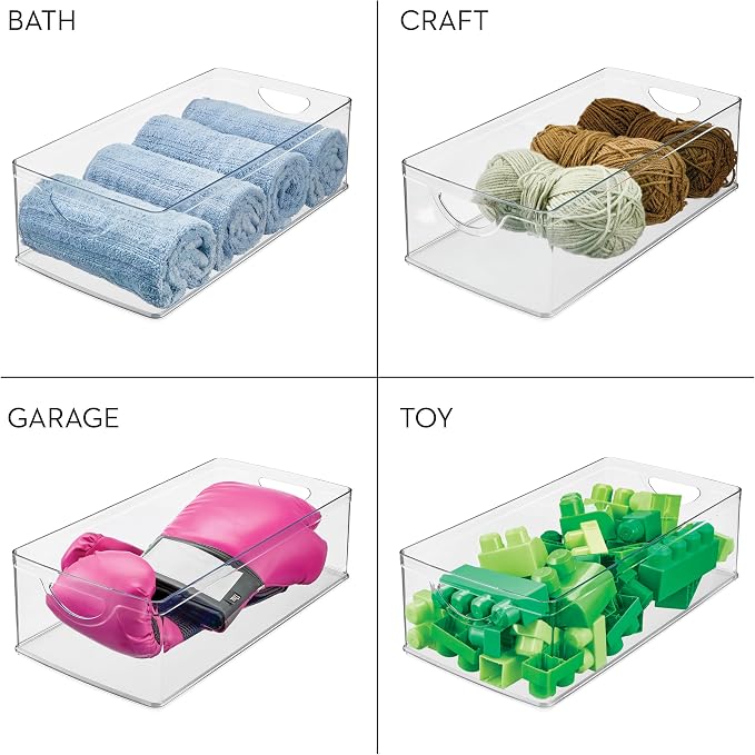 iDesign Stackable Clear Plastic Extra Long Storage Bin, 2-Pack | Organizer for Kitchen Cabinet or Pantry