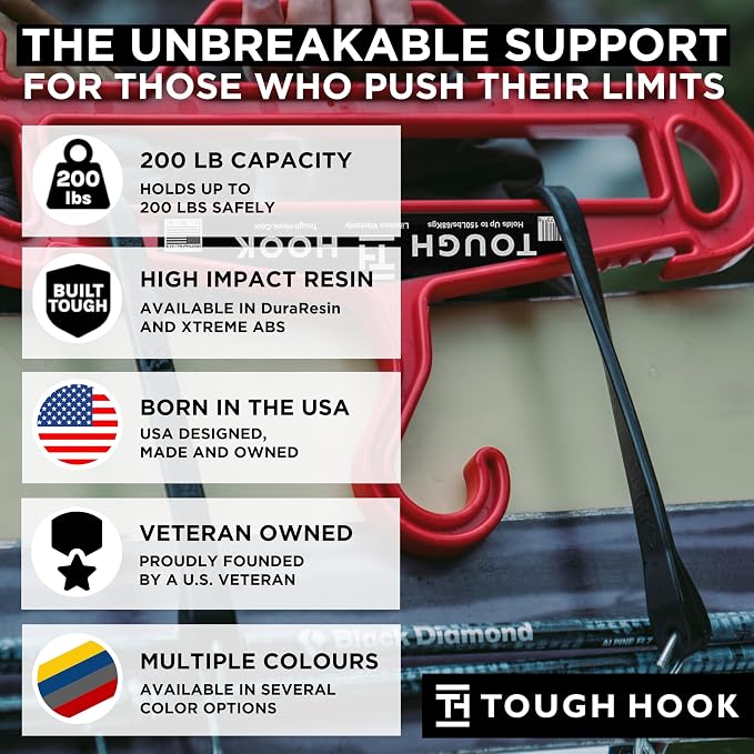 Tough Hanger XL - A Beast of a Hook – USA Made ABS Resin, X-Large | Police Gear, Scuba Gear & Dive BCD – 180-lb Cap Wetsuit DuraResin with Built in Carry Handle, The Indestructible Hanger, 1 Tan
