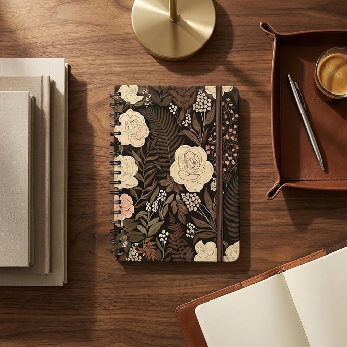 Nextnoid Lined Spiral Notebook Journal For Women & Men - A5(5.8" x 8.3") 170 Pages, Hardcover Notebooks for Work & Note Taking, College Ruled Journals for Writing - Jungle Rose