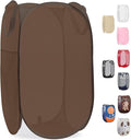 Handy Laundry Collapsible Mesh Pop Up Laundry Hamper with Side Pocket, Breathable & Space-Saving Foldable Basket for Clothes, Toys, Travel, Storage, 14 x 13 x 24 in, Brown