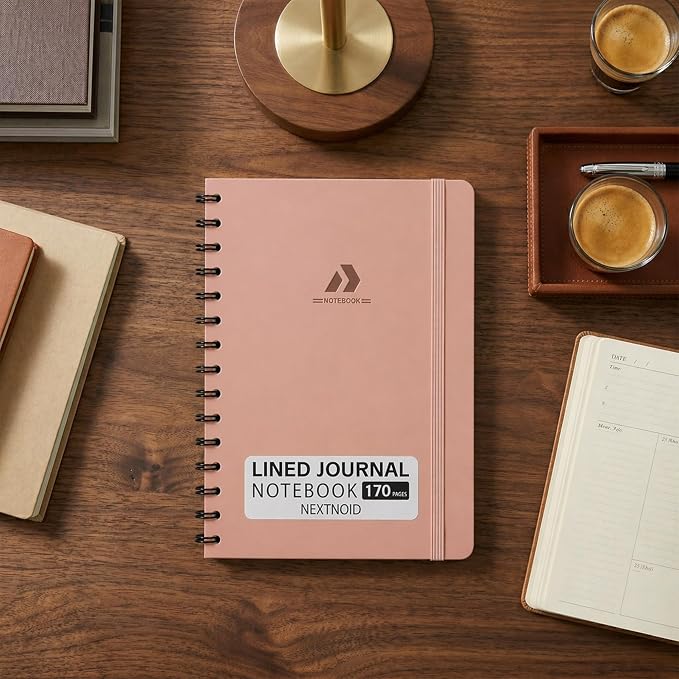 Nextnoid Lined Spiral Notebook Journal For Women & Men - A5(5.8" x 8.3") 170 Pages, Hardcover Notebooks for Work & Note Taking, College Ruled Journals for Writing - Pink