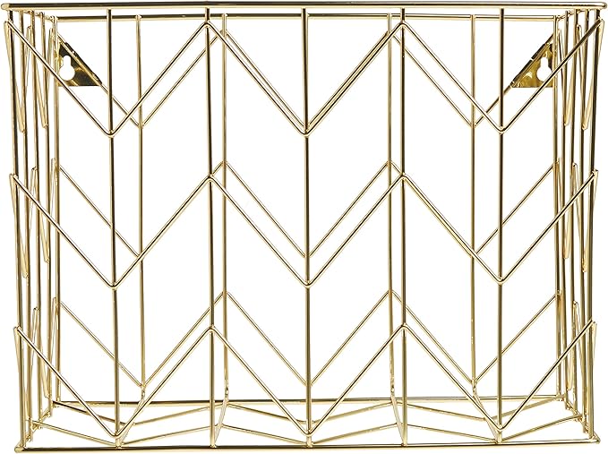 U Brands Desktop Hanging File Organizer, Gold Wire Metal Letter Size File Holder, Steel Wire Document & Folder Organizer for Office Desk, Home, Classroom