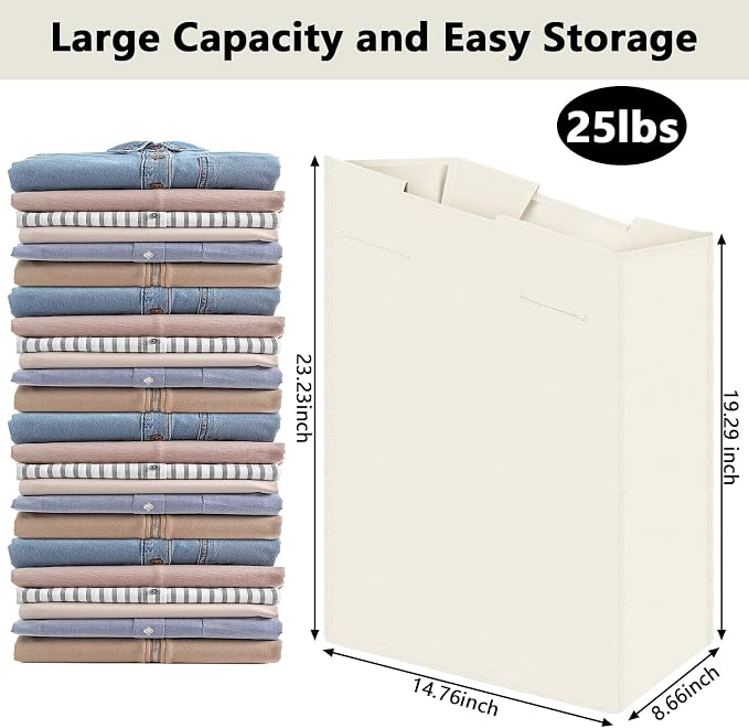 Windyun 3 Pcs Hypotenuse Laundry Sorter Replacement Bags Hamper Cart Removable Replacement Bags Laundry Storage Organizer Bag Hamper Liner, No Hooks 14.76 x 8.66 x 23.23/19.29 Inch(Beige)