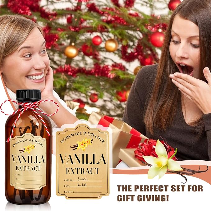 30Pcs 2 Oz Amber Glass Bottle Boston Round Bottles for Vanilla Extract Homemade,Brown Vanilla Extract Jars with Caps for Syrup Gift Glass Food Storage Canister and Sauce Beans