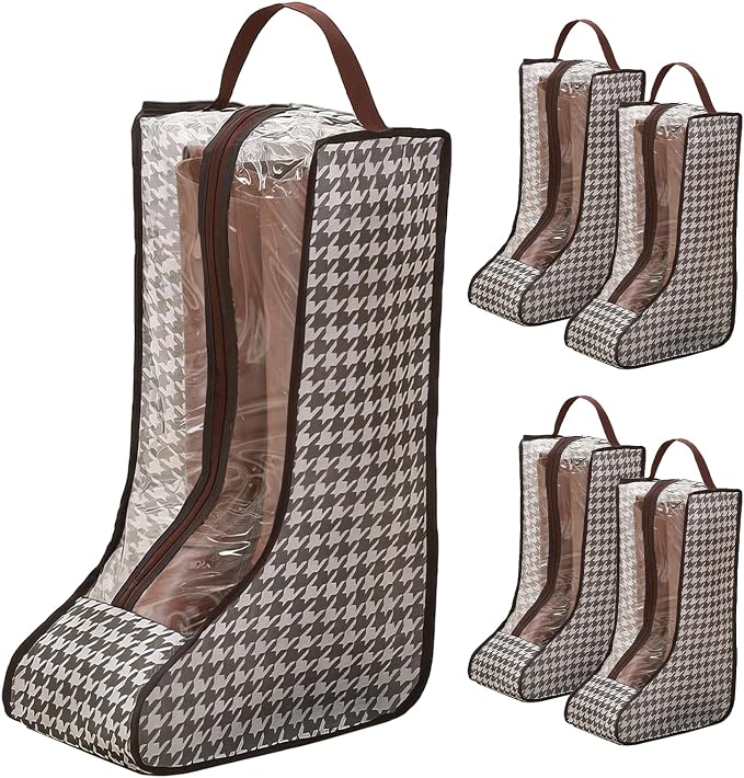 4 Pack Boot Storage Bag, Portable Dust Proof Boot Bags for Cowboy Boots, Shoe Cover Protector Bag for Boots Storage and Organizer Packing, Tall Boot Storage Carry Bag for Travel and Daily Use