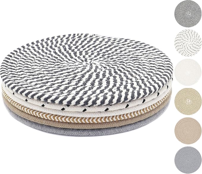 10 Inch Trivets for Hot Dishes, Hot Pots and Pans, 6 Pcs | Extra Large Thick, Heat Resistant Large Coaster, Hot Pads, Pot Holders for Table & Countertop