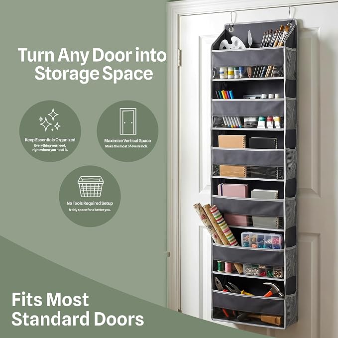 Utopia Home 6 Shelves Hanging Closet Organizer, Dark Grey, Pack of 1 | Storage Organizer for Closet, RV Baby Kids Closet Door, Over The Door, Nursery & Bedroom