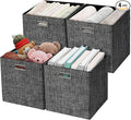 Posprica Collapsible Storage Cubes,11×11 Heavy Duty Fabric Stroage Basket Bins, 4pcs,Black