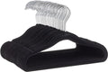 Amazon Basics Kids Space Saving Velvet Non-Slip Clothes Hangers with Shoulder Notches for Infant and Toddler, 11.6", Black, 50-Pack