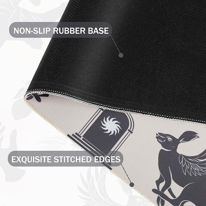 L-SPOUTTO Mystical Desk Mat for Keyboard and Mouse,XXL Gaming Mouse Pad | Boho 35.4x15.7in Non-Slip Rubber Base Keyboard Pad Large Desktop Mat for Laptop Computer Work Home Office