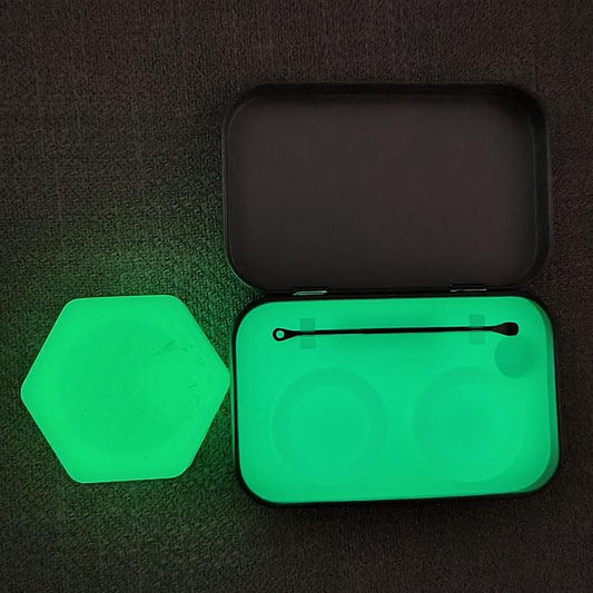 Silicone Wax Carving 5ml 26ml Hexagon Container Kit (Glow In The Dark) | with 5.2" Rainbow Tool and 5.9"×4.9" Mat