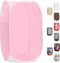 Handy Laundry Collapsible Mesh Pop Up Laundry Hamper with Side Pocket, Breathable & Space-Saving Foldable Basket for Clothes, Toys, Travel, Storage, 14 x 13 x 24 in, Pink