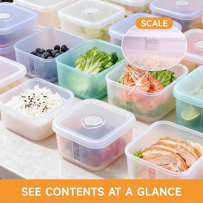 OTB Set of 2 Reusable Silicone Containers Clear, Leak-free Silicone Food Storage Boxes, BPA Free, Airtight, Dishwasher, Freezer, Microwave, Oven‌ Safe (Clear 2pc M)