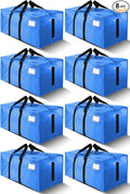 HOMESURE Supports 200lbs Heavy Duty Moving Bags - Strong Zipper & Wrap-Around Handles - Water-Resistant Storage Totes, Durable Alternative to Moving Boxes - 8 Pack - Sky Blue