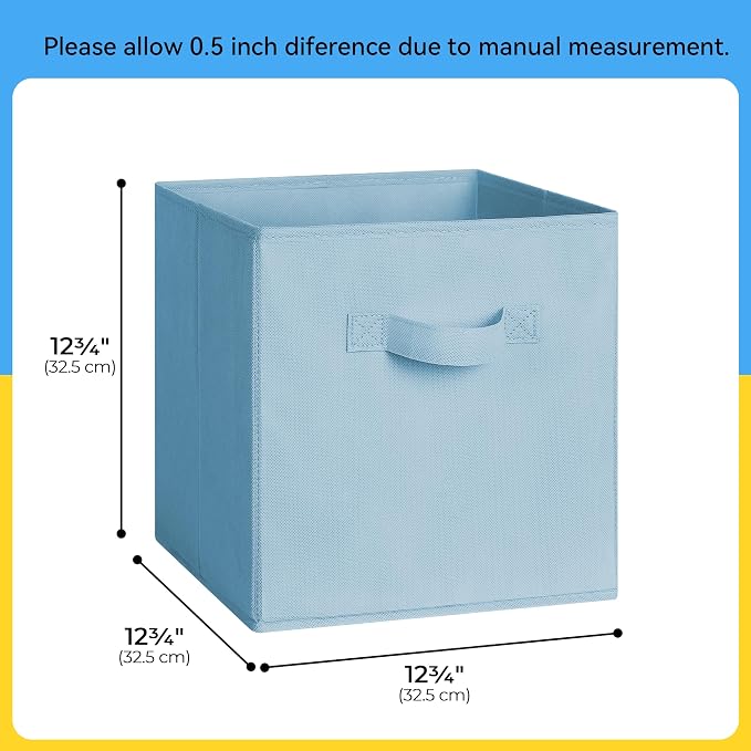 Cupic Cupid 13 Inch Storage Cube, Fabric Cube Storage Bin with Handles, Storage Cube Organizer for Clothes and Toys, Collapsible Cube Bins for Closet, Shelves, Nursery, 6-Pack, Pastel Colors