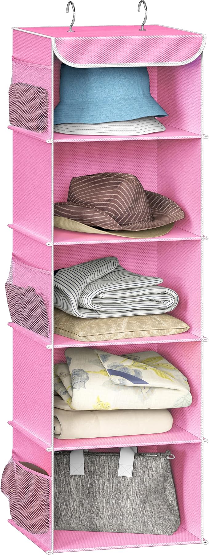 Simple Houseware 5 Shelf Hanging Closet Organizer, Pink