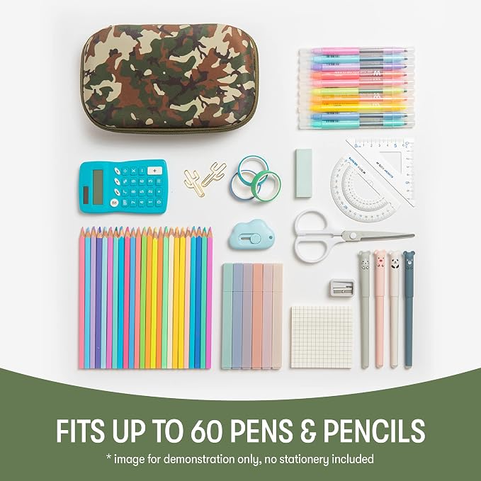 ZIPIT Camo Pencil Box for Boys, Cute Pencil Case for School, Large Capacity Stationery Organizer Box