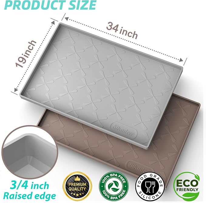 SIKADEER Under Sink Mat Waterproof 34" x 19", Silicone Mat Kitchen Drawer Shelf and Cabinet Liner, Sink Protector for Kitchen Organizers and Storage, Boot Tray Pet Food Mats
