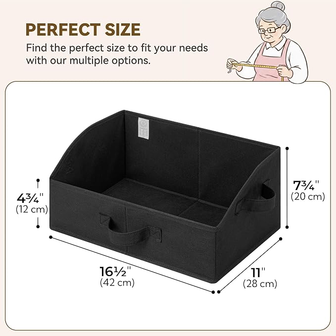 GRANNY SAYS Purse Organizer for Closet, Trapezoid Storage Bins, Closet Organizers and Storage, Decorative Storage Baskets for Shelves, Clothes, Toys, Towels, Black, 3-Pack