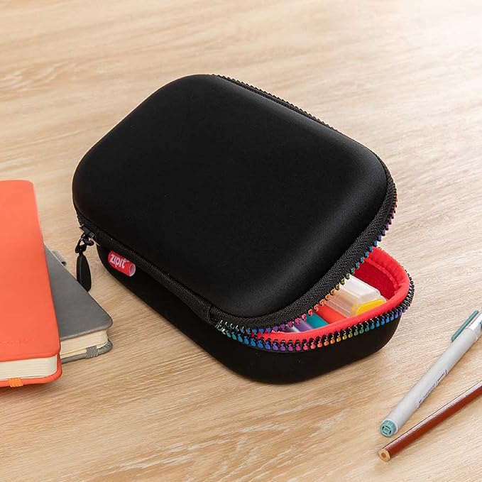 ZIPIT Black & Rainbow Pencil Box for Girls, Cute Pencil Case for School, Large Capacity Stationery Organizer Box