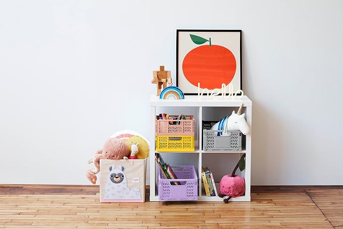 3 Sprouts Toy Storage Cube Bin, Foldable Storage Box, Llama | Foldable organizer, Playroom or nursery toy storage, Cube shelf compatible, Toys books clothes storage, Folds flat