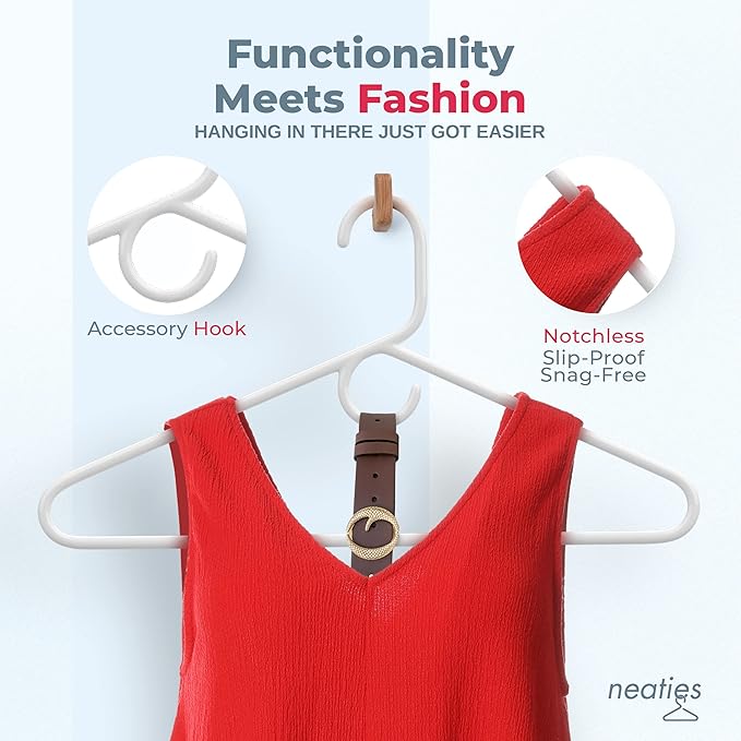 Heavy Duty Clothes Hangers 50+ Pack (72 Count) – Made in the USA – 8lb Capacity Plastic Hangers for Adult Clothing – Durable for Pants, Coats, Jackets, or Jeans – White & Mint