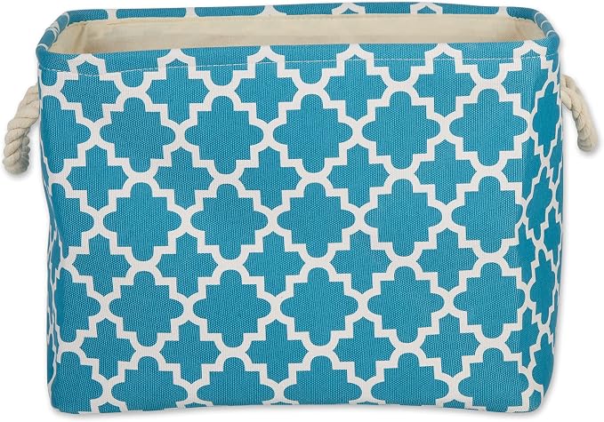 DII Polyester Container with Handles, Lattice Storage Bin, Small, Storm Blue