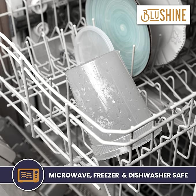 BluShine Deli Containers with Lids, Plastic Food Storage Containers | 32 oz, 24 sets Plastic Deli Food Storage Containers with Airtight Leak Proof Lids, Reusable, Microwave and Freezer Safe