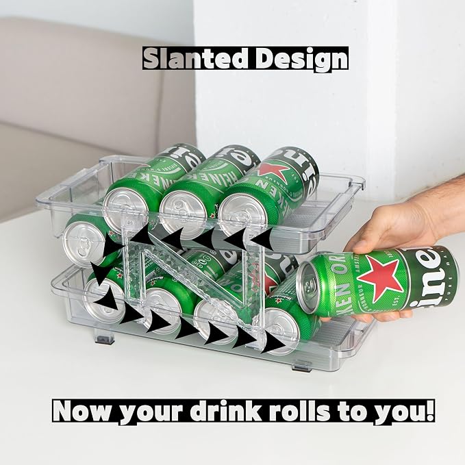 GAROOD Expandable Soda Can Organizer – Drink Organizer for Fridge, Soda Can Organizer for Refrigerator, Can Dispenser for Fridge, Pantry Can Organizer & Canned Food Organizer Storage - TWO PACK