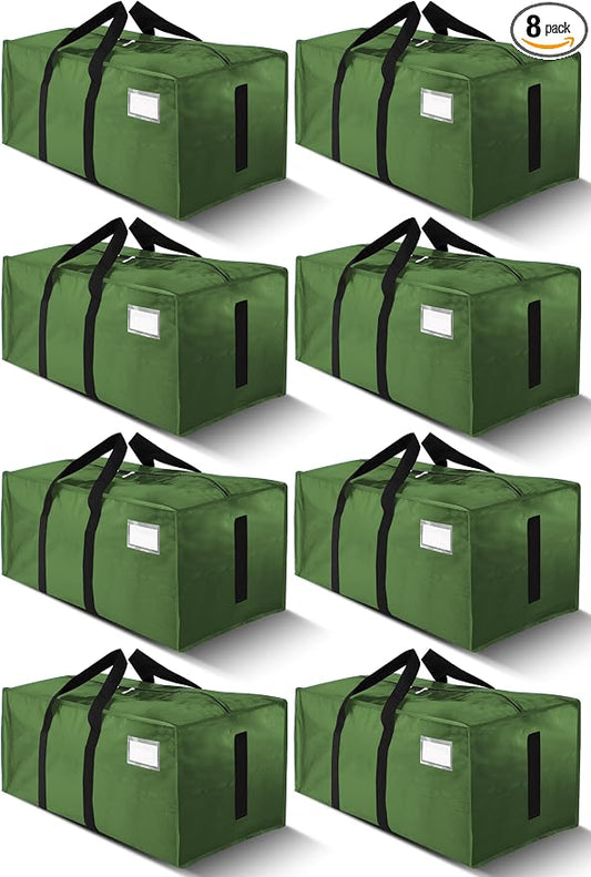 HOMESURE Supports 200lbs Heavy Duty Moving Bags - Strong Zipper & Wrap-Around Handles - Water-Resistant Storage Totes, Durable Alternative to Moving Boxes - 8 Pack - Olive Green
