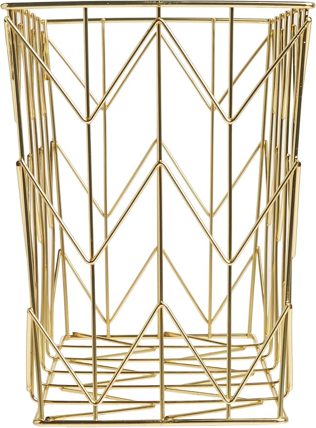 U Brands Desktop Hanging File Organizer, Gold Wire Metal Letter Size File Holder, Steel Wire Document & Folder Organizer for Office Desk, Home, Classroom