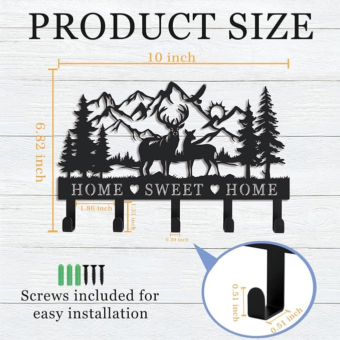 Deer Metal Key Holder for Wall Key Holder Wall Mount Key Rack Wall Mount Key Hooks for Wall Key Hanger