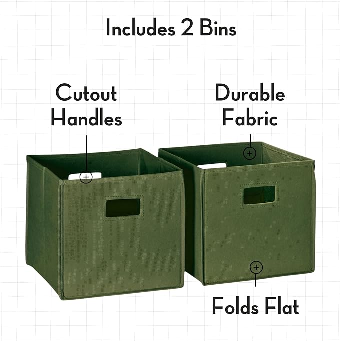 RiverRidge Folding Storage Bins with Handles Olive Cube Storage Organizer for Closet, Bedroom & Playroom - Closet Organizers and Storage Set of 2