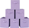 Stero Fabric Storage Bins 6 Pack Fun Colored Durable Storage Cubes with Fabric Handles Foldable Cube Baskets for Home, Kids Room, Closet and Toys Organization Purple