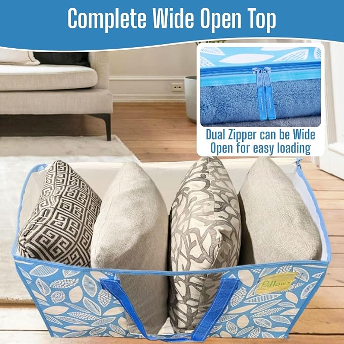 VENO 4 Pack Heavy Duty Moving Bags, Clothes and Comforter Storage Bags with Clear Window, College Dorm Essentials Packing Supplies, Foldable Boxes Alternative (Spring Breeze, 4 Pack)