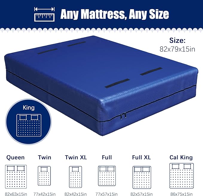 Cosy Family Mattress Bags for Moving with 8 Handles - 170GSM Extra-Thick Mattress Bag for Moving Supplies - Reusable Mattress Cover Protector Storage with Zipper, Blue, King