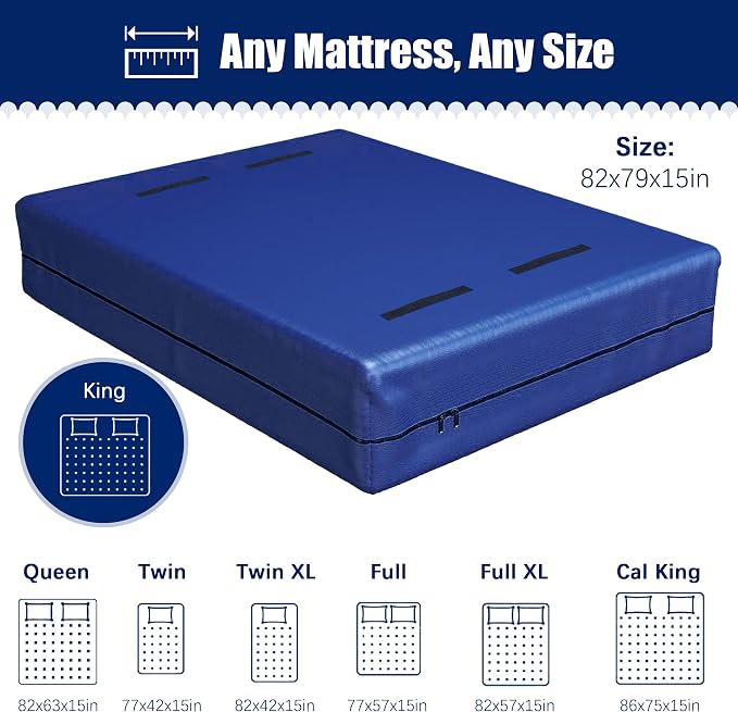 Cosy Family Mattress Bags for Moving with 8 Handles - 170GSM Extra-Thick Mattress Bag for Moving Supplies - Reusable Mattress Cover Protector Storage with Zipper, Blue, King-(Pack of 2)
